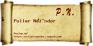 Poller Nándor névjegykártya